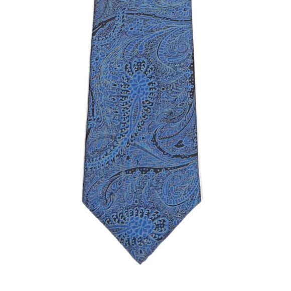Fendi Roma Paisley Silk Tie Men’s Long 61” Blue Floral Designer Tie New